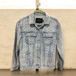 Coach Signature Denim Jacket in Light Wash Monogram All Over Logo